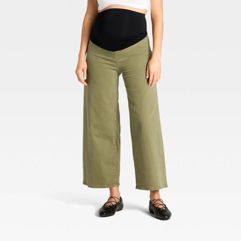 Over The Belly Sailor Wide Leg Maternity Jeans - Green 00